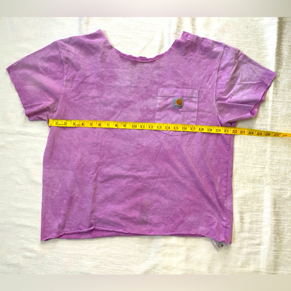 Carhartt Short Sleeve Cropped Boat Neck Purple Shirt sz Medium Original Fit